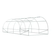Outsunny Estufa Tipo Túnel 595x300x200 cm com 8 Janelas e Cobertura de Polietileno para Cultivo de Plantas Estrutura de Aço 24mm para Jardim Branco(m-13)