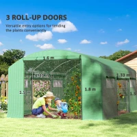 Outsunny 13 x 9.8ft Walk-In Polytunnel Greenhouse - Green(m-4)