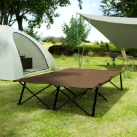 Outsunny Double Camping Cot Bed, with Bag - Khaki(m-9)