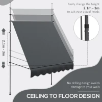 Outsunny 2 x 1.2m Manual Retractable Awning - Grey(m-4)