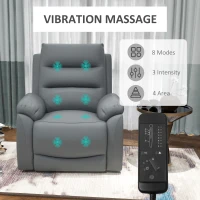 HOMCOM Electric Riser and Recliner for Elderly with 8 Vibration Massage, PU Leather Power Lift Recliner Chair for Living Room with Side Pockets, Footrest, Grey(m-6)