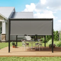 Outsunny 3 X 3 Meters Pergola with Sliding Roof, Garden Gazebo with Adjustable Sun Shade Canopy and Steel Frame, Charcoal Grey(m-8)