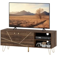 HOMCOM TV Stand Cabinet for up to 60 Inch TV, Modern 130cm TV Unit with Adjustable Shelves and Hairpin Legs, Double Door TV Cabinet for Living Room, Bedroom, Brown(m-11)