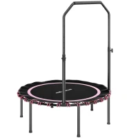 SPORTNOW 40" Foldable Fitness Trampoline Rebounder with Handle, Pink(m-1)