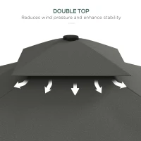 Outsunny 2.5m Square Double Top Garden Parasol Cantilever Umbrella with Ruffles, Dark Grey(m-6)