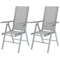 Outsunny Set of Two Aluminium Folding Chairs  - Light Grey(m-11)