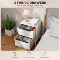 HOMCOM Chest of Drawers, Dresser with 2 Fabric Drawers and Aluminium Handles - White(m-4)