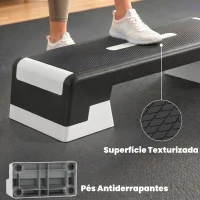 SPORTNOW Step de Aeróbica para Fitness com Altura Ajustável de 15/20/25 cm Carga 250 kg para Casa e Ginásio Preto(m-5)