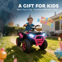 AIYAPLAY 12V Kids Electric Ride on ATV, Battery-Powered Quad Bike w/ Spring Suspension, Forward Backward, Storage Basket, Pink(m-9)