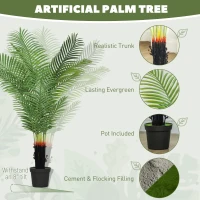 HOMCOM 150cm Artificial Areca Palm Tree with 12 PE Leaves, Decorative Artificial Plant with Plastic Pot and Flocked Soil, Fake Plant for Home Office Decor, Green(m-4)