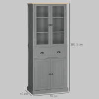 HOMCOM 180cm Tall Kitchen Pantry Cupboard, Freestanding Storage Cabinet with 5 Tier, Adjustable Shelves,  Drawer, Grey(m-3)