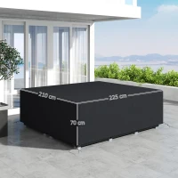 Outsunny 600D Oxford Outdoor Garden Furniture Sofa Set Cover, Waterproof Anti-UV Rattan Sun Lounger Protection Protector Cover, 225L x 210W x 70Hcm, Black(m-3)