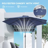 Outsunny 3 m Garden Parasol Umbrellas, Outdoor Sun Shade with 8 Ribs, Tilt and Crank Handle, Navy Blue(m-8)