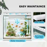 PawHut 26L Glass Fish Tank With Filter System, LED Lights, Water Pump, White(m-4)