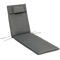 Outsunny Garden Sun Lounger Cushion Replacement Soft Sunbed Reclining Chair Relaxer Pad with Pillow, Cushion ONLY - Grey(m-11)
