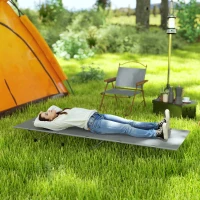 Outsunny Lightweight Camping Bed, Aluminium Portable Camp Cot w/ Strong Support 150kg and Carry Bag for Camping, Dark Grey(m-2)