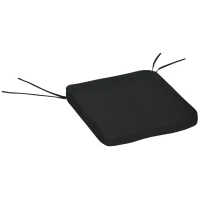 Outsunny Set of 6 Chair Cushion Seat Pads Dining Chair w/ Straps Indoor Outdoor Removable Tie On Garden Patio, Black(m-9)