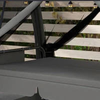 Outsunny Three-Seater Convertible Swing Chair/Bed, with Curtained Canopy - Grey(m-8)