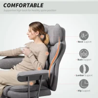 HOMCOM Leathaire Reclining Office Chair with Lumbar Support Pillow - Grey(m-4)