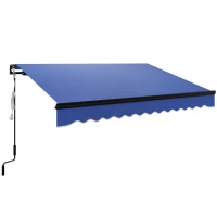 Outsunny 3 x 2.5m Electric Awning with LED Light and Remote Controller, Aluminium Frame DIY Retractable Awning, UV50+ Sun Shade Canopy for Garden Patio Deck Door Window, Blue(m-11)