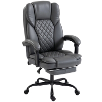 HOMCOM Executive Home Office Chair Reclining Function Footrest Computer Desk Chair High Back, Grey