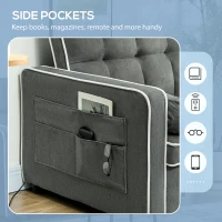 HOMCOM Two-Seater Linen-Look Sofa Bed - Charcoal Grey(m-7)