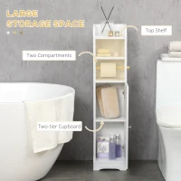 kleankin Multi-Storage Narrow Bathroom Cabinet - White(m-4)