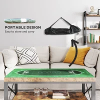 SPORTNOW Professional Poker Mat, Six-Player Water-resistant Poker Table with Felt Surface, Carry Bag, Green(m-6)