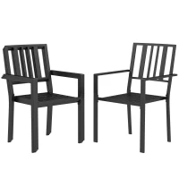 Outsunny Set of Four Minimal Metal Garden Chairs - Black(m-1)