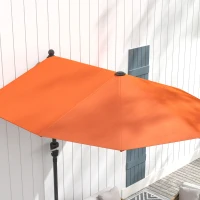 Outsunny 2m Half Parasol Umbrella - Orange(m-9)