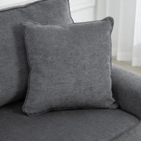 HOMCOM 196cm 3 Seater Sofa, Fabric Sofa with Rubber Wood Legs, Nailhead Trim, 2 Pillows, Small Upholstered Couch Settee for Living Room, Guest Room, Grey(m-8)