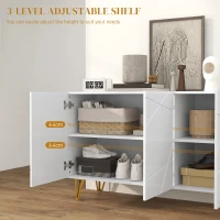 HOMCOM Modern Luxe High Gloss Sideboard, with Hairpin Legs - White(m-6)