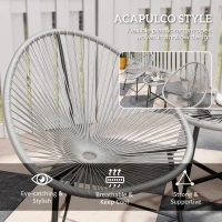 Outsunny 3 Pieces Rattan Bistro Set, Garden Bistro Set with Acapulco Chairs and Glass Top Table, Small Garden Furniture Set with Reinforced Metal Frame for Outdoor, Patio, Balcony, Grey(m-5)