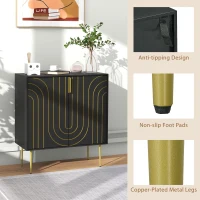 HOMCOM Art Deco Inspired Sideboard, with Adjustable Shelf - Black/Gold Tone(m-7)