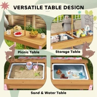 AIYAPLAY Kids Picnic Table Set with Removable & Foldable Umbrella, Cushions, Storage Boxes, Flamingo Theme, Pink(m-5)