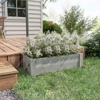 Outsunny 58L Garden Raised Bed Planter Grow Containers for Outdoor Patio Plant Flower Vegetable Pot Fir Wood, 100 x 36.5 x 36 cm, Grey(m-2)