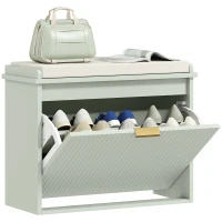 HOMCOM Elegant Six Shoe Bench, with Top Seat - Green(m-10)
