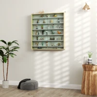 HOMCOM Six Shelf Display Cabinet, with Glass Doors - Brown(m-7)