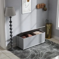 HOMCOM Storage Chest, Large 113L Blanket Box, Shoe Bench with Safety Hinged Lid, Storage Trunk, Bed End Bench for Bedroom, Hallway, Living room, Playroom, 100 x 40 x 40cm, Grey(m-9)