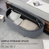 HOMCOM Velvet-Feel Half Circle Storage Ottoman - Dark Grey(m-4)
