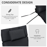 Outsunny Garden Sun Lounger Cushion Replacement Soft Sunbed Reclining Chair Relaxer Pad with Pillow, Cushion ONLY - Black(m-5)
