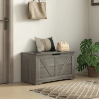 HOMCOM 100L Home Storage Box, with Safety Hinges - Charcoal Grey(m-9)
