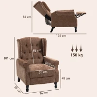 HOMCOM 150° Reclining Vintage Armchair, with footrest - Brown(m-3)
