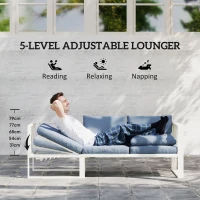 Outsunny Four-Piece L Shaped Garden Furniture Set with 5-Level Adjustable Lounger - Grey(m-5)