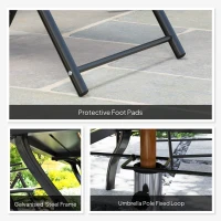 Outsunny Seven-Piece Steel Outdoor Dining Set, with Parasol Hole - Grey(m-8)