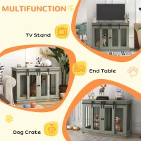 PawHut Dog Crate Furniture for Large Dogs, Double Dog Cage for Small Dogs, with Divider - Grey(m-4)