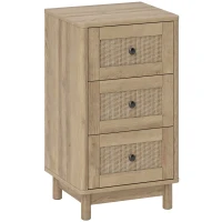 HOMCOM 40 cm Drawer Chest of Drawers with 3 Drawer - Oak(m-1)