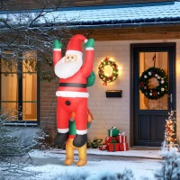 Outsunny 7FT Hanging Christmas Inflatable Santa with Dog, Christmas Blow Up Decoration with Built-in LED Lights for Garden, Indoor Outdoor Home Decor(m-7)
