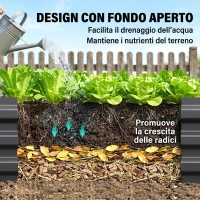 Outsunny Letto per Orto Rialzato in Metallo da Esterno per Fiori e Ortaggi, 241x90,5x30 cm, Grigio(m-6)