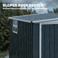 Outsunny 7.6 x 4ft Garden Metal Shed, Outdoor Storage Shed with Window, 2 Vents and Lockable Door for Garden, Patio, Dark Grey(m-6)